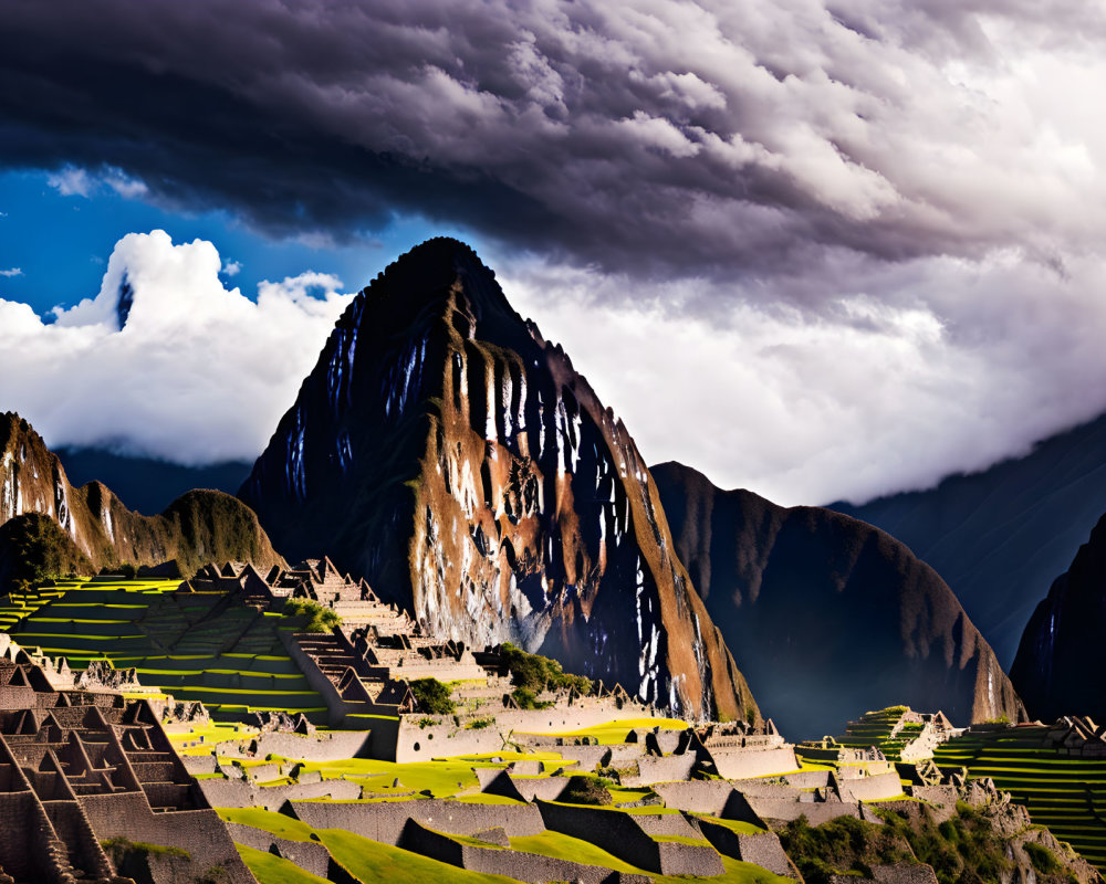 Majestic Machu Picchu with terraces and Andean peaks