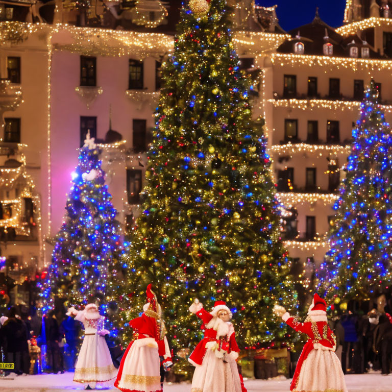 Holiday Celebration: Santa and Mrs. Claus Dancing Outdoors