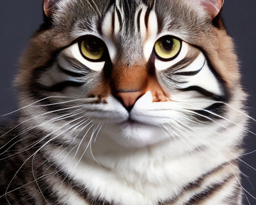 Surreal Cat with Human-Like Features and Striped Fur