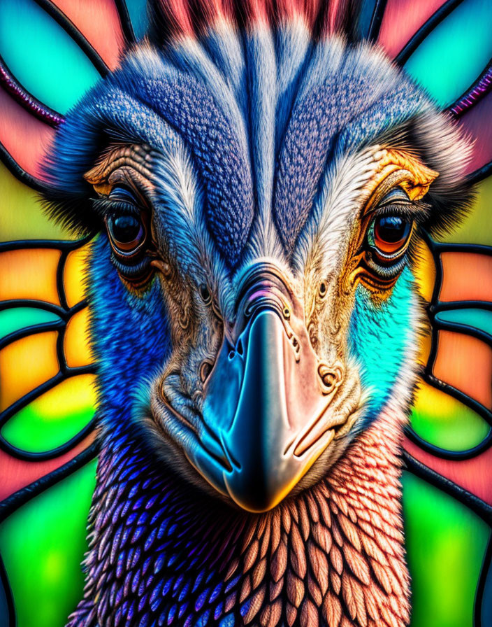 Vivid Cassowary Head with Blue Skin and Striking Beak