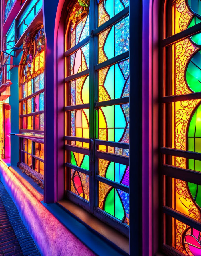 Colorful Stained Glass Windows with Intricate Patterns