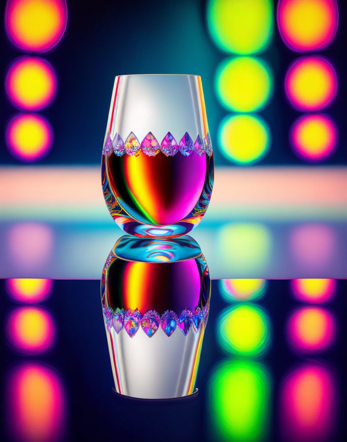 Colorful Glass with Intricate Patterns Reflected on Bokeh Background