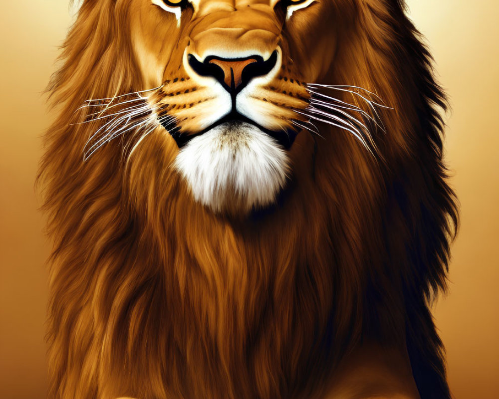 Majestic lion digital painting with golden mane and sharp gaze