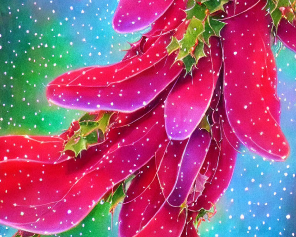 Colorful illustration of red chili peppers against cosmic backdrop