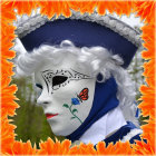 Colorful Carnival Costume with Blue Hat and Feathers