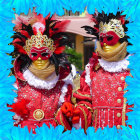 Colorful Mardi Gras Themed Image with Masquerade Mask and Feathers