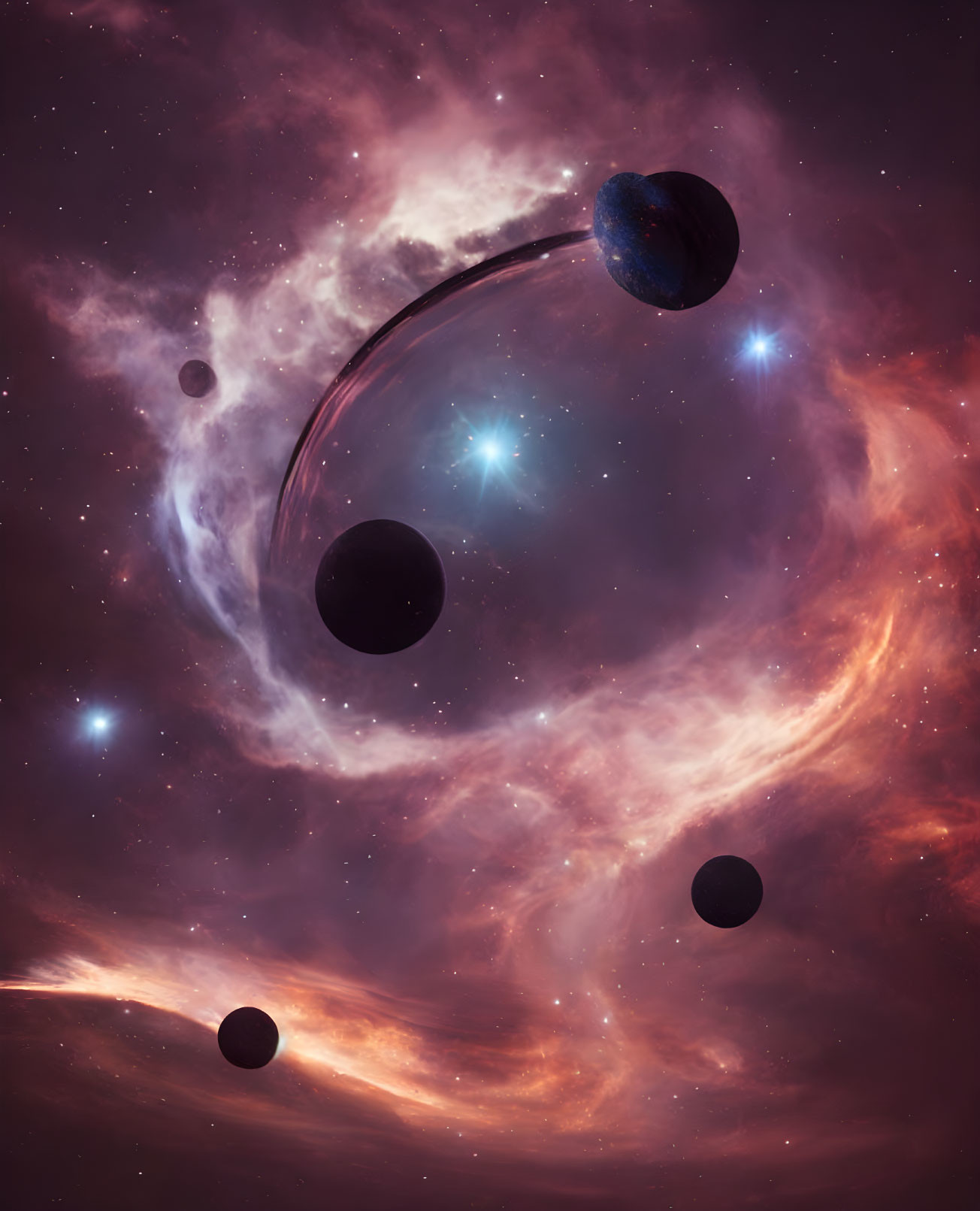 Planets Aligned in Cosmic Curve with Nebula Clouds