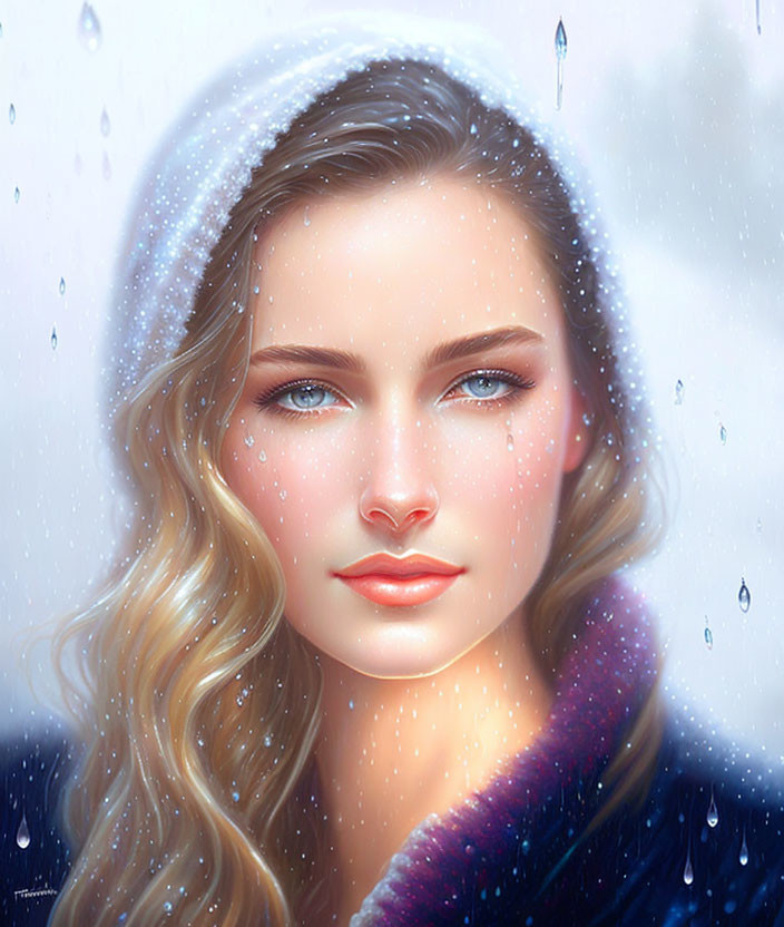 Blonde Woman Portrait in Snowy Setting