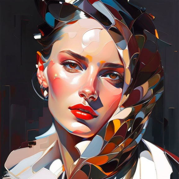 Colorful Scarf Woman: Stylized Digital Portrait with Sunglasses