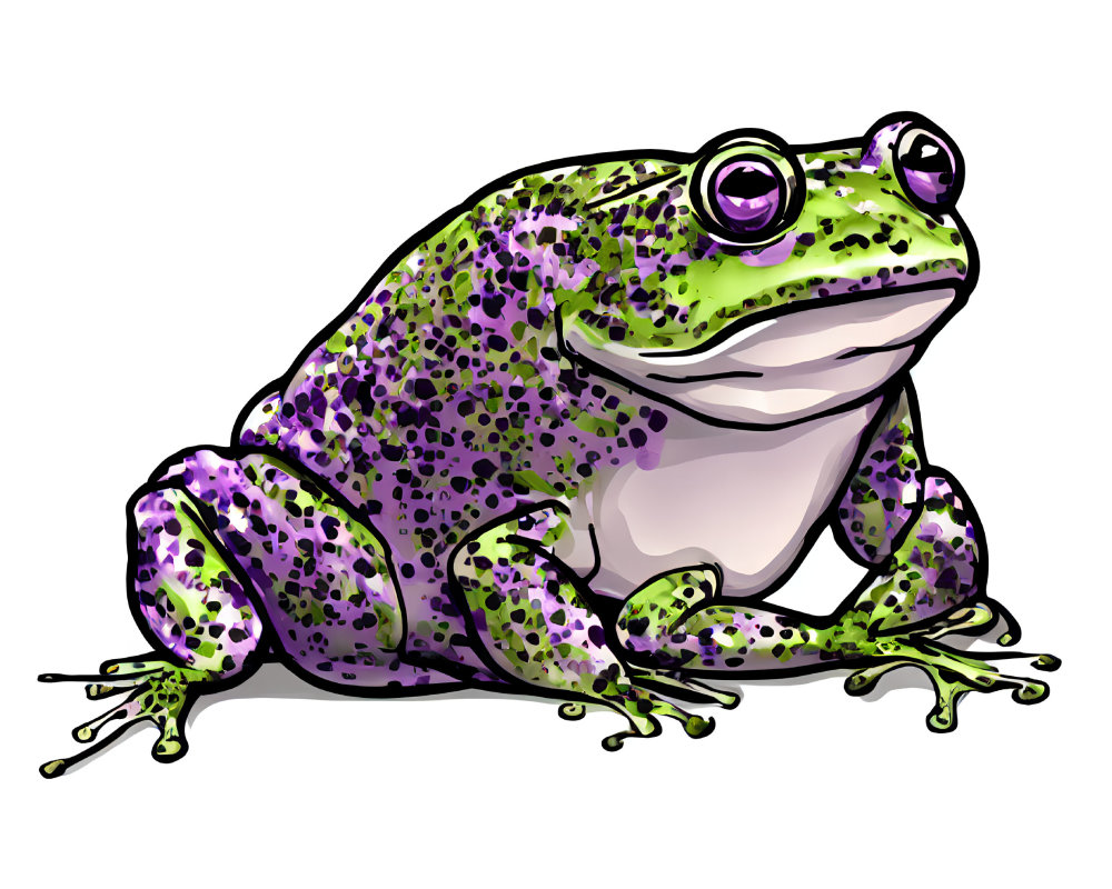 Colorful Frog Illustration with Detailed Shading on White Background