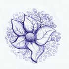 Detailed botanical illustration of blue and purple flowers with delicate stems