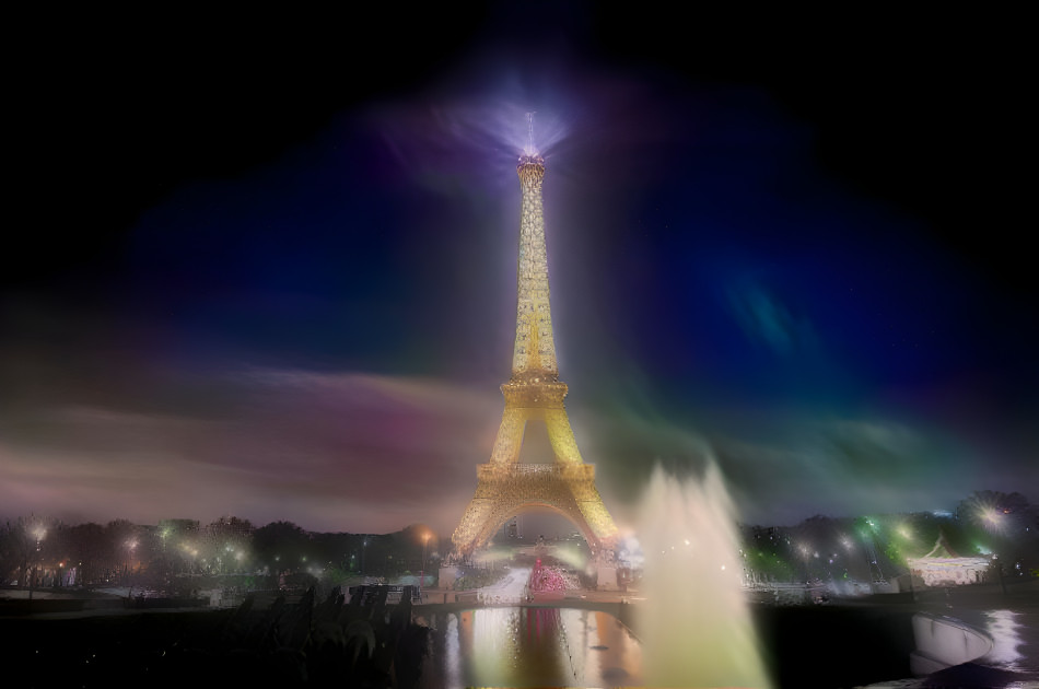 paris tour eifel aurora borealis