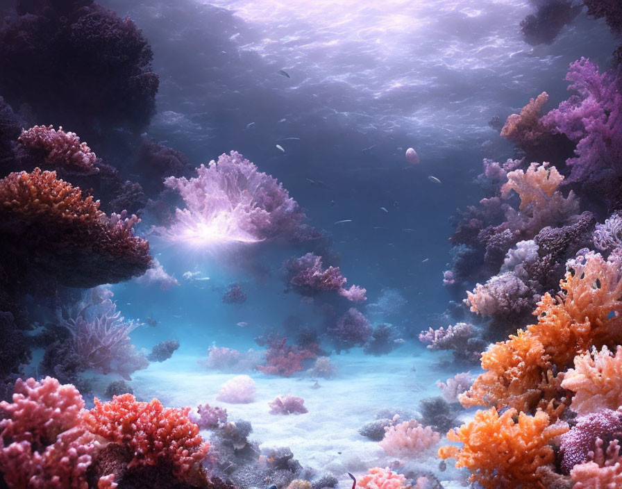 Vibrant Coral Formations in Tranquil Underwater Scene