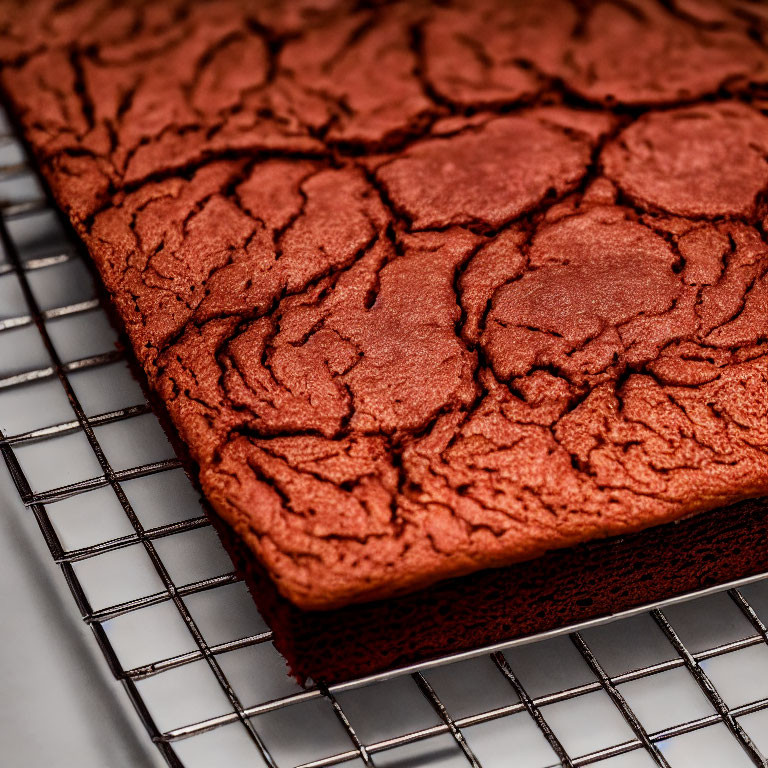 Freshly Baked Textured Chocolate Brownie with Crisp Crust