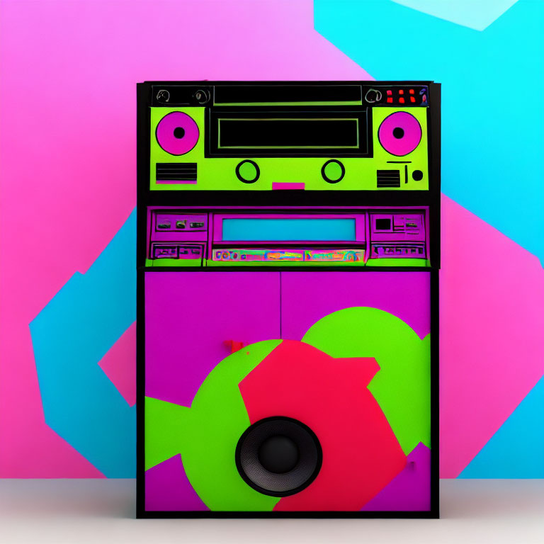 Vibrant Boombox Graphic with Colorful Abstract Shapes