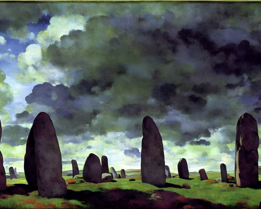 Mysterious Landscape with Towering Stone Monoliths