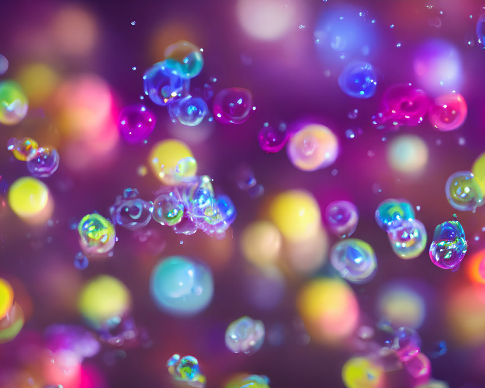 Multicolored bubbles in soft-focus background: Dreamy and vibrant display