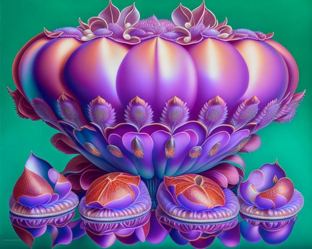 Symmetrical Floral Patterns in Vibrant Digital Art