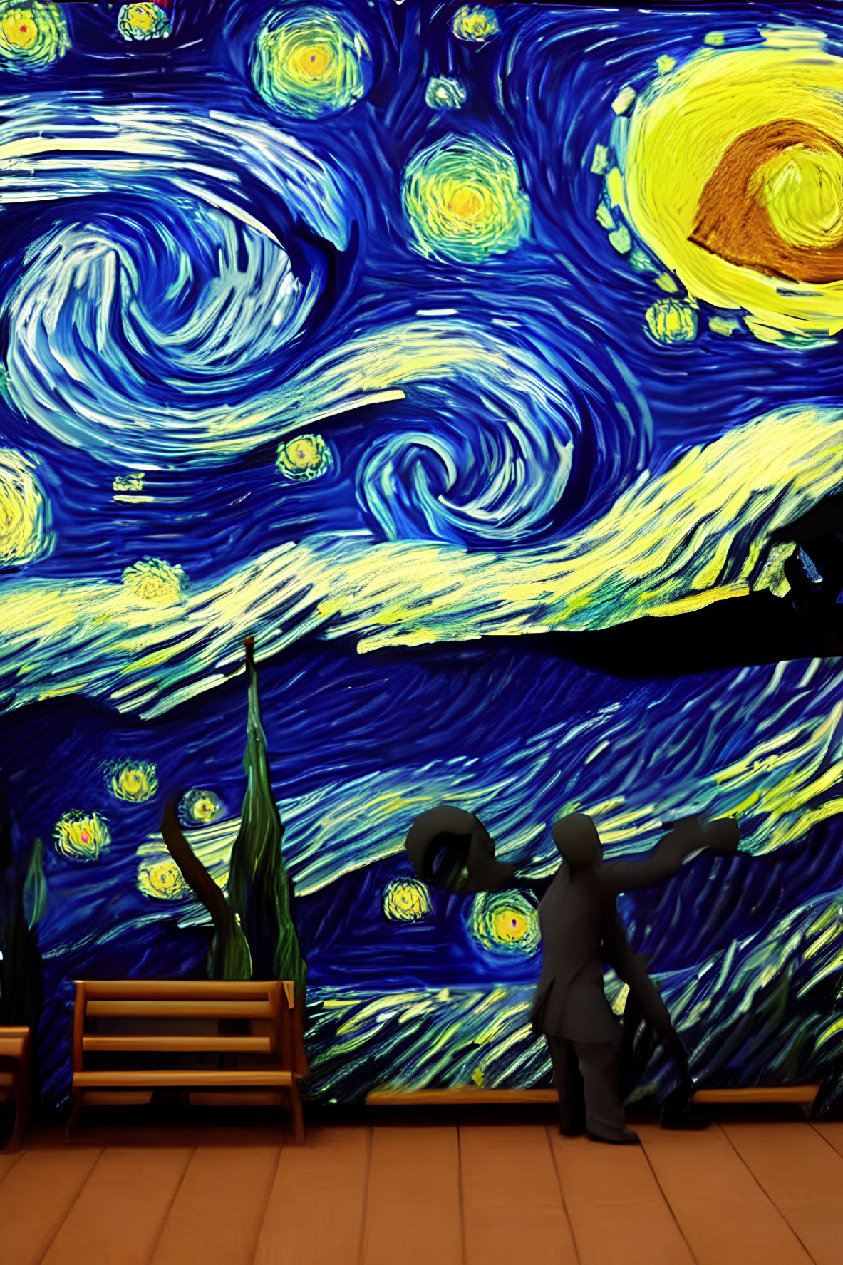 Immersive Display of Vibrant "Starry Night" Swirls