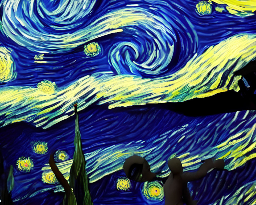 Immersive Display of Vibrant "Starry Night" Swirls