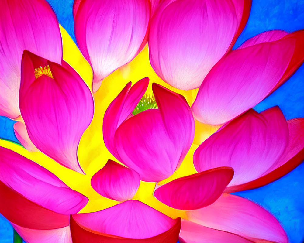 Vibrant Pink Lotus Flower on Textured Blue Background