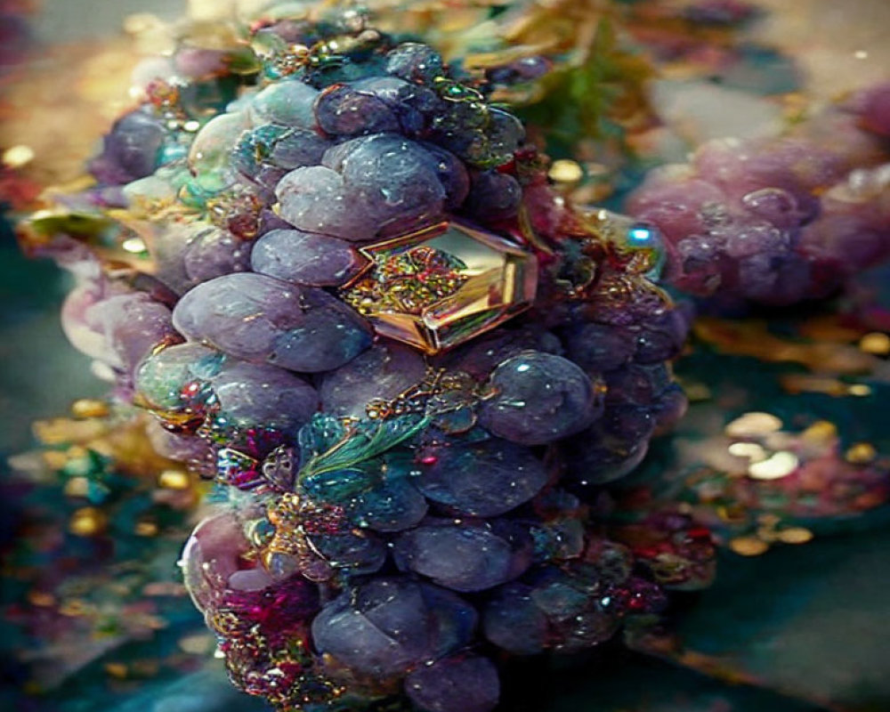 Close-Up of Multicolored Glittering Grape Bunch