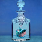 Intricate Blue Monochromatic Glass Perfume Bottle