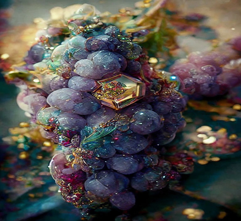 Close-Up of Multicolored Glittering Grape Bunch