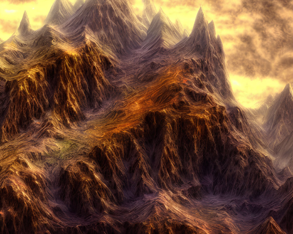 Rugged orange-brown mountain range under wispy cloud sky