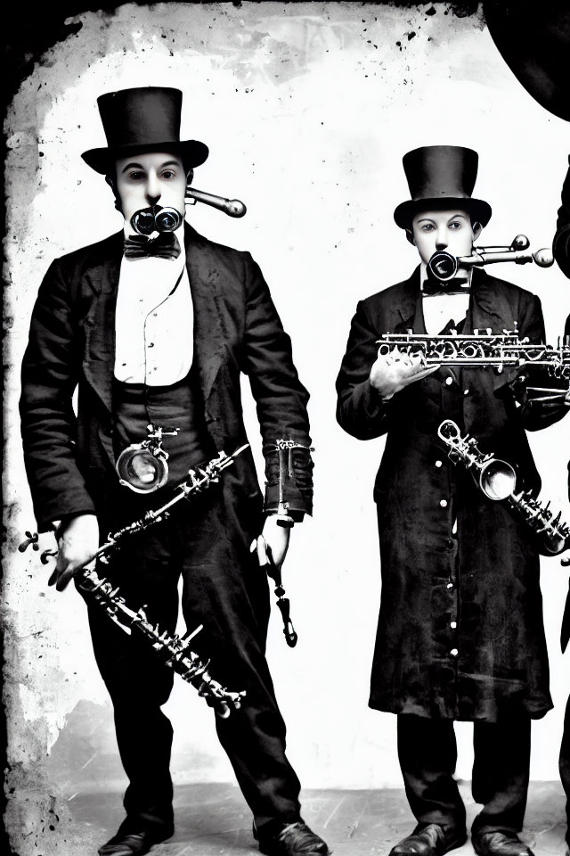 Vintage Attire Musicians Playing Clarinet and Saxophone