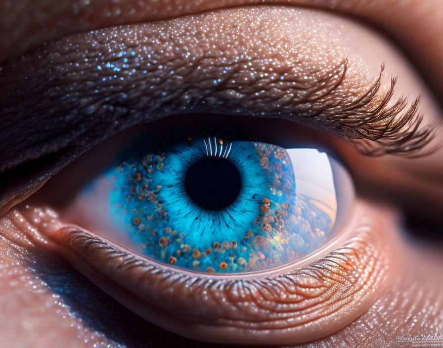 Detailed Close-Up of Vivid Blue Eye with Intricate Textures