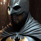 Detailed Batman mask with metallic bat emblem and cape part.