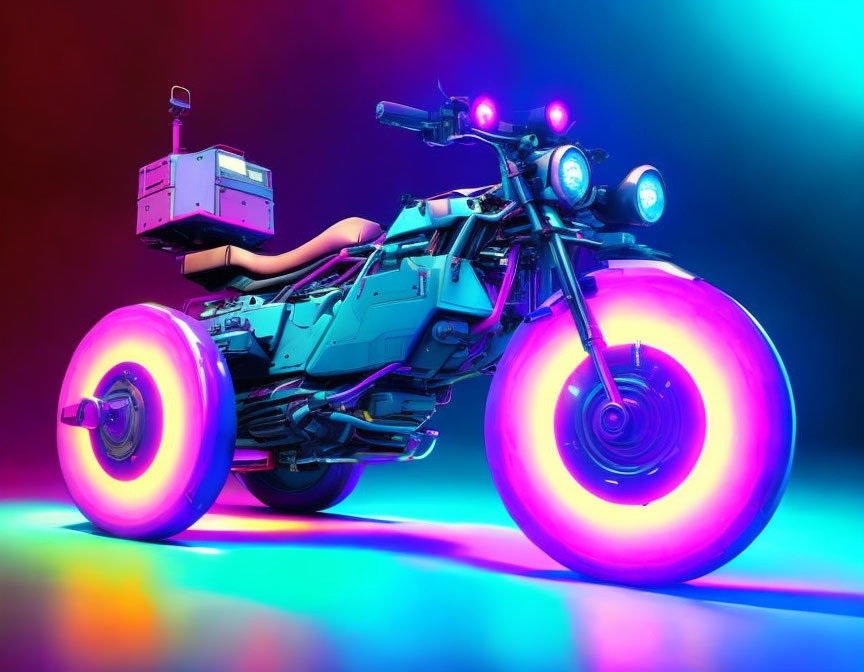 Futuristic Cyberpunk Motorcycle with Neon Lights