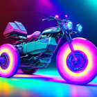 Futuristic Cyberpunk Motorcycle with Neon Lights