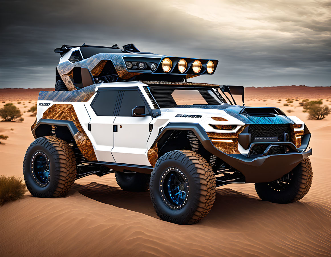 Angular Design Off-Road Vehicle in Desert