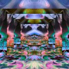 Colorful digital artwork: Infinite cosmic portal with galaxies, neon colors, and celestial bodies