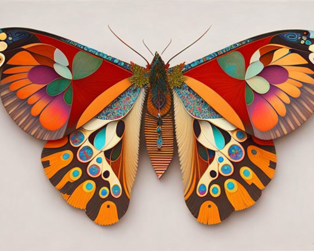 Vibrant Butterfly Art with Intricate Symmetrical Patterns