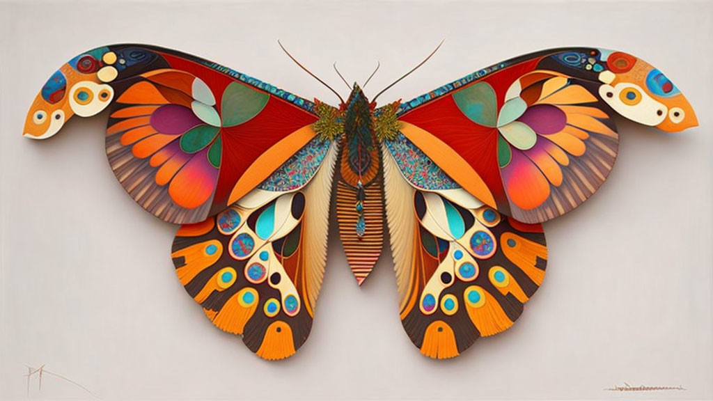 Vibrant Butterfly Art with Intricate Symmetrical Patterns