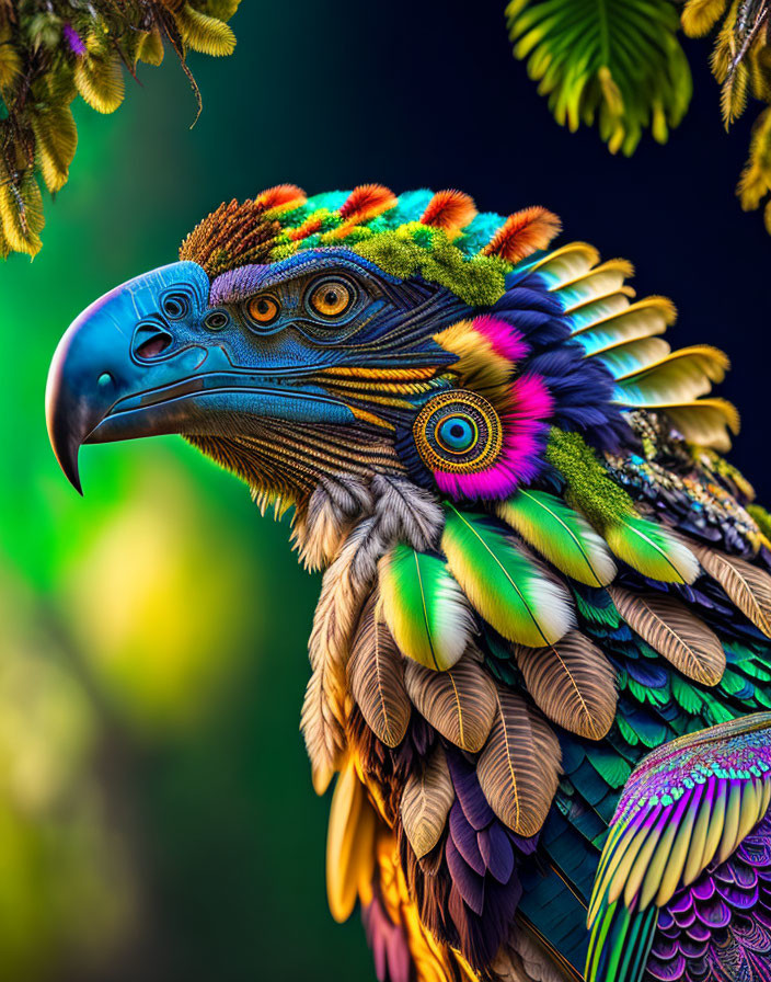 Colorful Avian and Psychedelic Art with Detailed Patterns