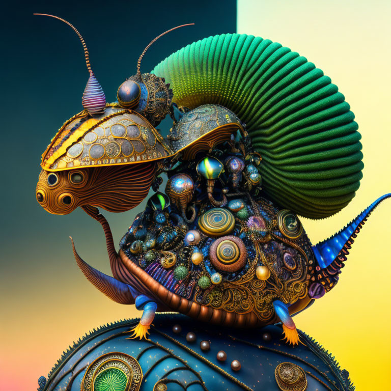 Colorful digital artwork of fantastical creature with intricate textures