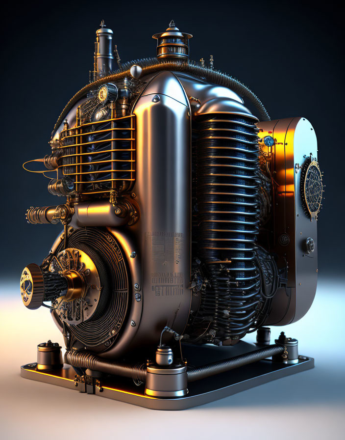 Detailed Steampunk-Style Mechanical Device Illustration