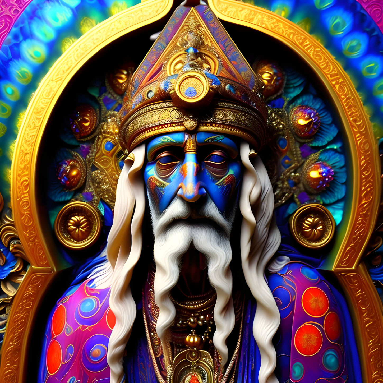 Colorful Wizard Artwork with Mandala Background