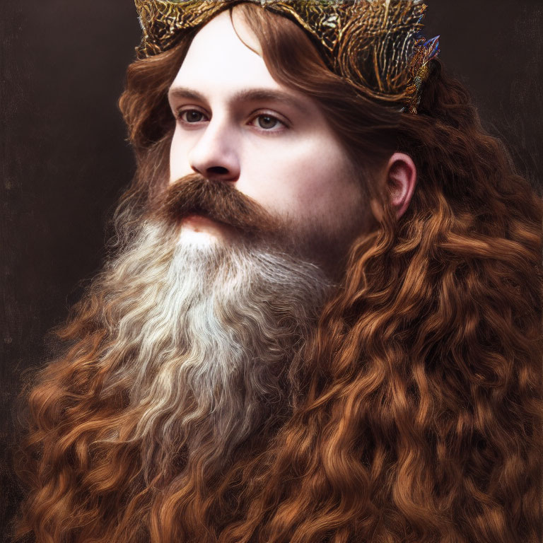 Man with Long Chestnut Beard and Golden Crown