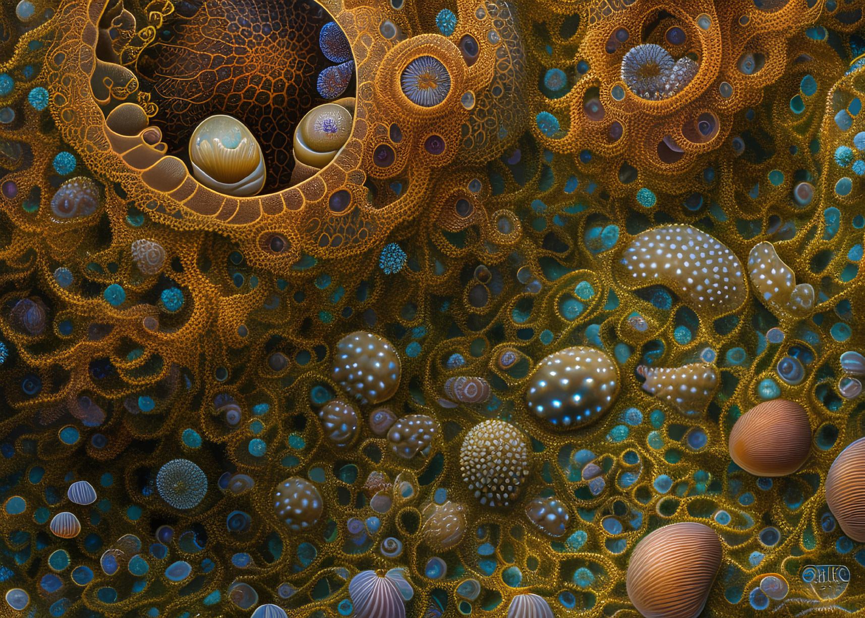 Detailed Fractal Image with Spiraling Orb-Like Structures