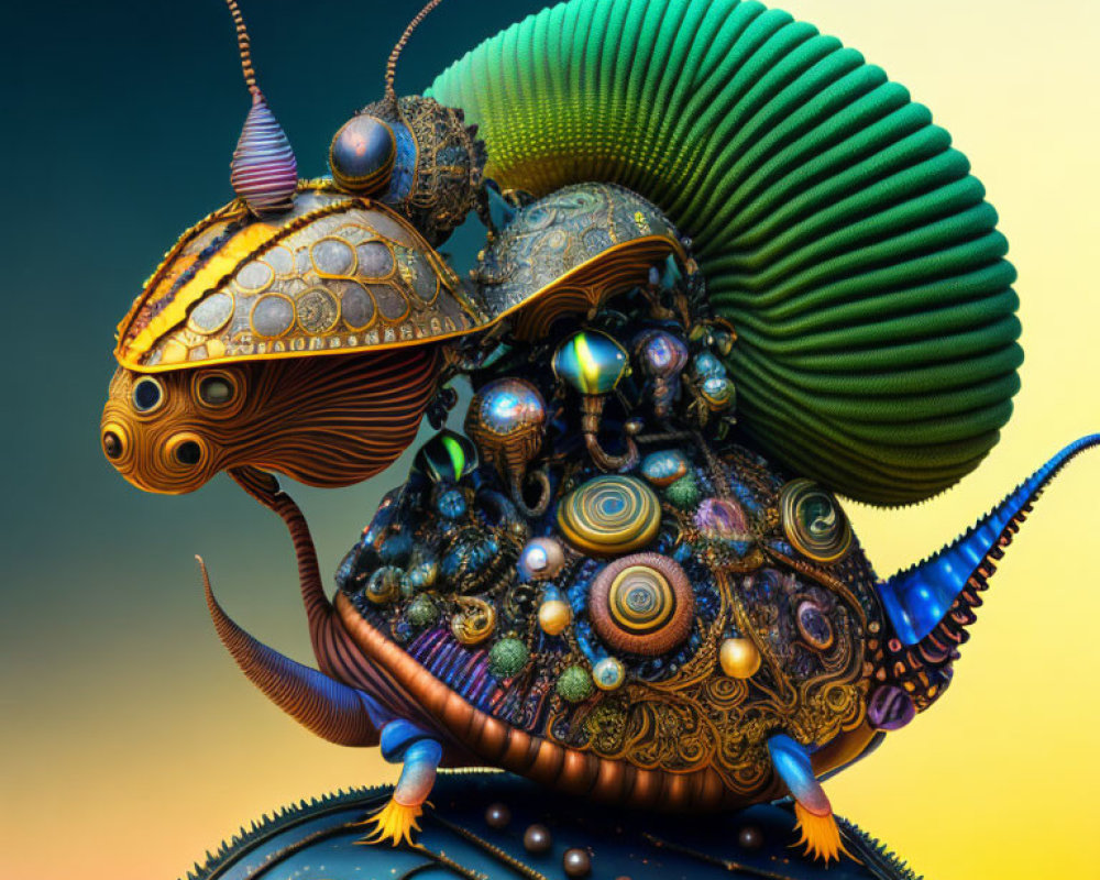 Colorful digital artwork of fantastical creature with intricate textures