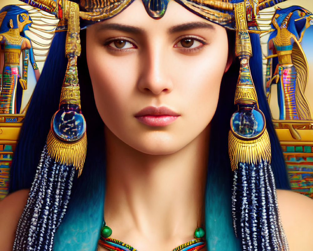 Digital portrait featuring individual styled as ancient Egyptian royalty