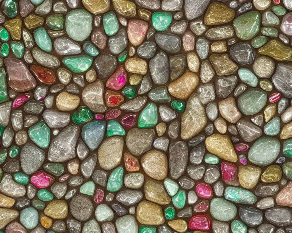 Colorful Multicolored Pebbles Texture with Green and Pink Hues