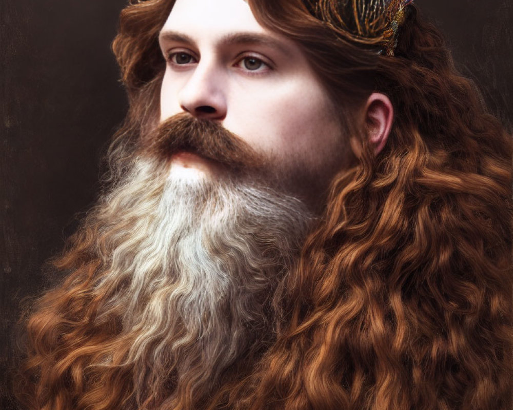 Man with Long Chestnut Beard and Golden Crown