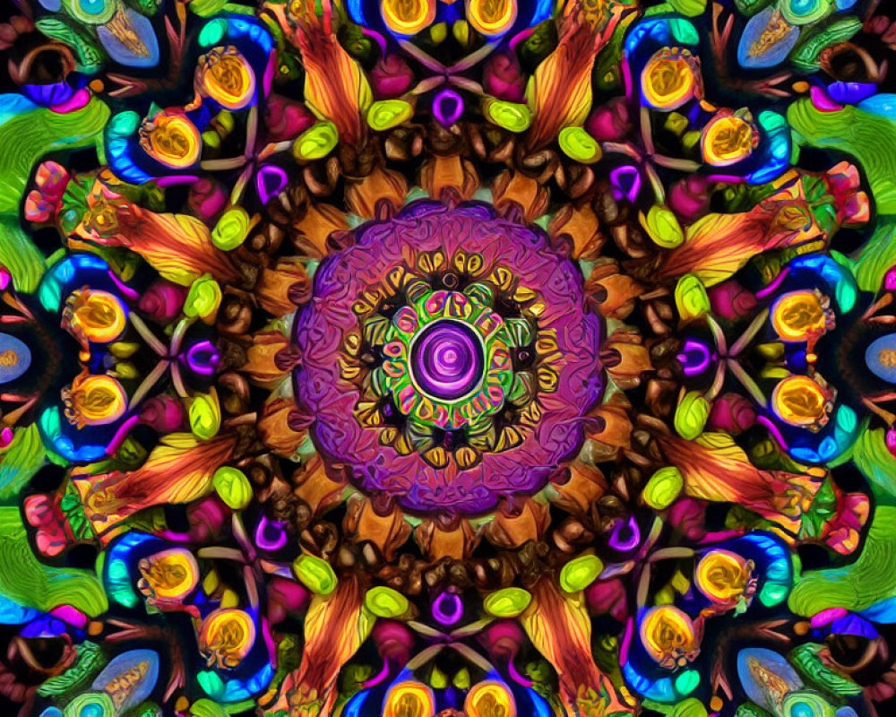 Colorful Symmetrical Kaleidoscopic Patterns in Abstract Image