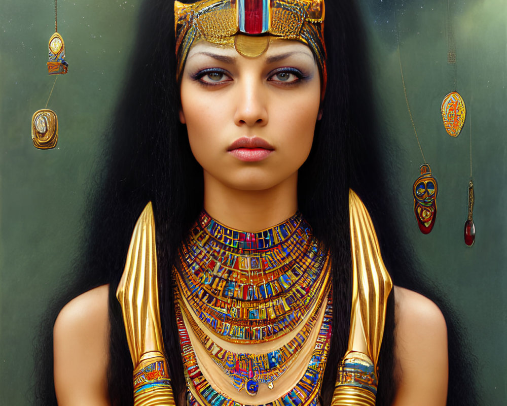 Digital Artwork: Ancient Egyptian Woman in Cosmic Setting